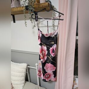 Dynamite Black Dress with Pink Floral Accents